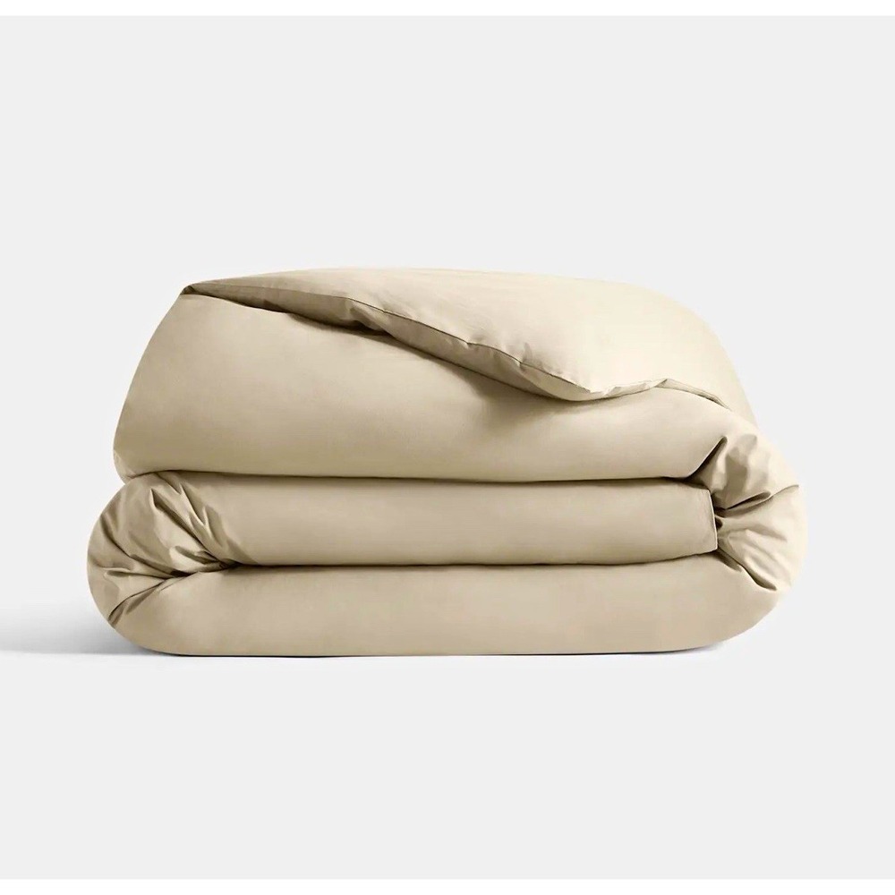 Quince Preowned 100% Organic Crisp Percale Duvet Cover King/Cal King in Toffee